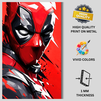 Premium Glossy Aluminium Metal Poster – Deadpool Art | HD Printed Aluminium Wall Decor for Bedroom, Gaming Room, Office & Studio | Waterproof, Fade-Proof Modern Wall Frame