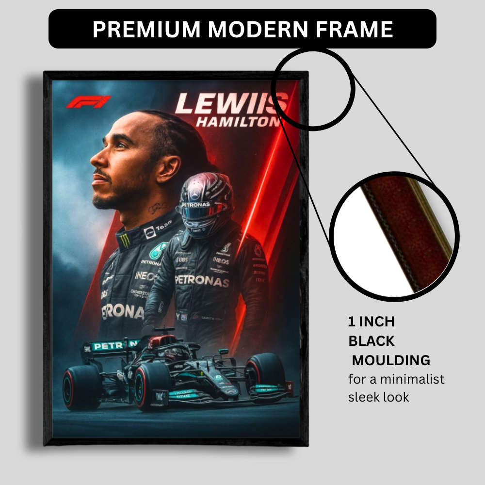 Premium Lewis Hamilton 2D Car Frame – Formula 1 Wall Art for Racing Fans & Collectors | Mercedes-AMG F1 Inspired Decor