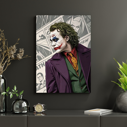 Premium Glossy Aluminium Metal Poster – Jok3r-Inspired Comic Artwork | HD Printed Aluminium Wall Decor for Bedroom, Gaming Room, Office & Studio | Waterproof, Fade-Proof Premium Wall Frame