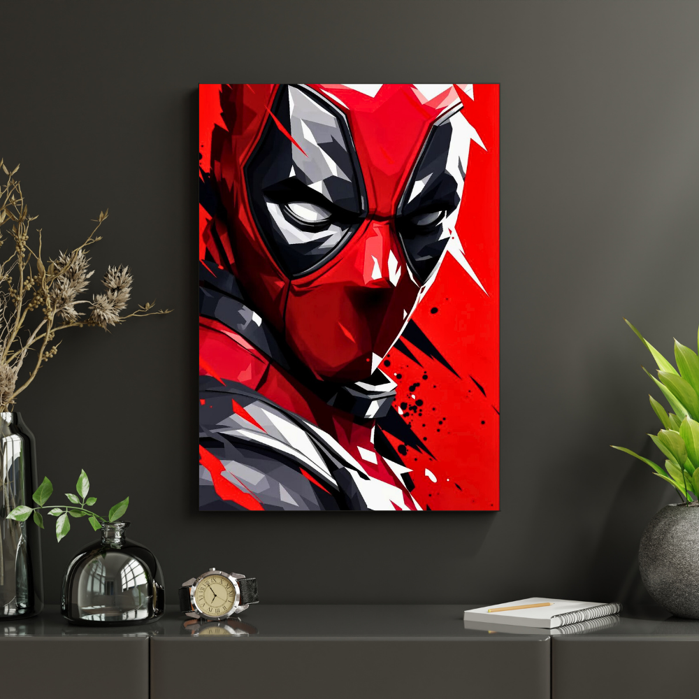 Premium Glossy Aluminium Metal Poster – Deadpool Art | HD Printed Aluminium Wall Decor for Bedroom, Gaming Room, Office & Studio | Waterproof, Fade-Proof Modern Wall Frame
