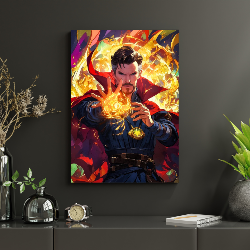 Premium Glossy Aluminium Metal Poster – Doctor Strange Inspired Mystic Magic Artwork | HD Printed Aluminium Wall Decor for Bedroom, Gaming Room, Office & Studio | Waterproof, Fade-Proof Superhero Wall Frame