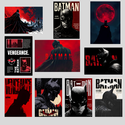 Batman Wall Posters Set of 10 | Premium Glossy HD Printed Batman Posters for Room Décor | Superhero Comic Wall Art for Bedroom, Gaming Room, Office & Café | Modern Batman Aesthetic Poster Collection