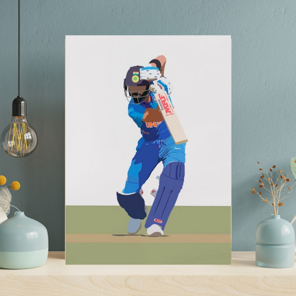 Premium Aluminium Glossy Frame | Cricket Wall Art | Metal Poster for Home Decor | Lightweight & Waterproof Panel | Perfect Gift for Cricket Lovers | Bedroom, Living Room, Office Decoration