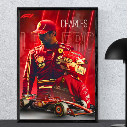 Premium Charles Leclerc 2D Car Frame – Formula 1 Wall Art for Racing Fans & Collectors | Scuderia Ferrari Inspired Decor