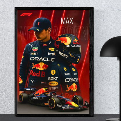 Premium Max Verstappen 2D Car Frame – Formula 1 Wall Art for Racing Fans & Collectors | Red Bull Racing Inspired Decor