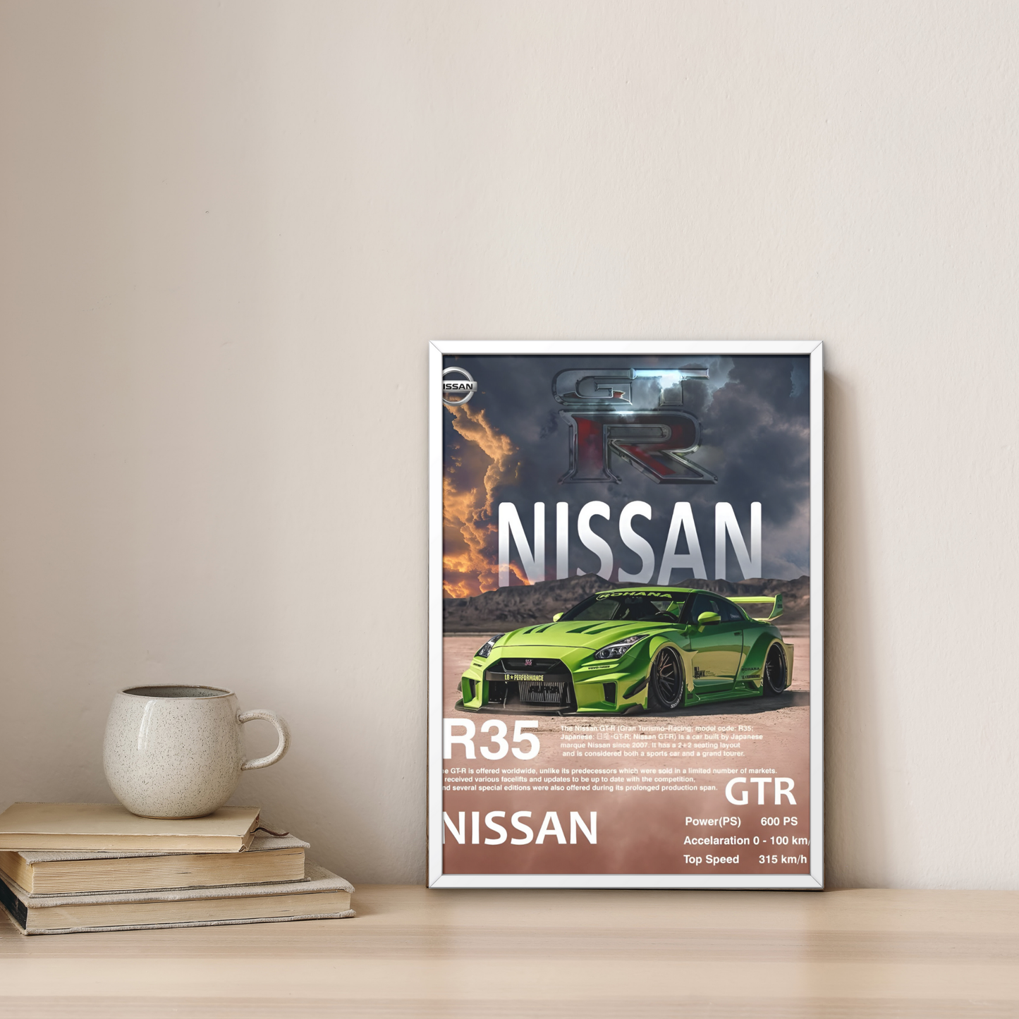 Nissan R35 Framed Car Wall Art – Premium Automotive Decor for Car Enthusiasts