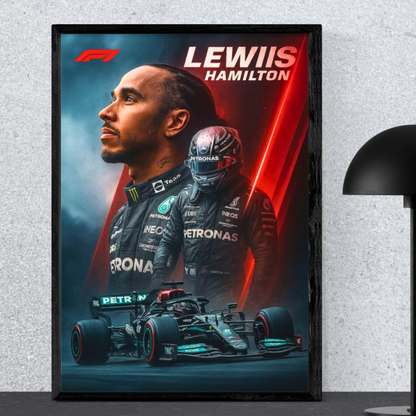 Premium Lewis Hamilton 2D Car Frame – Formula 1 Wall Art for Racing Fans & Collectors | Mercedes-AMG F1 Inspired Decor