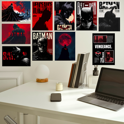 Batman Wall Posters Set of 10 | Premium Glossy HD Printed Batman Posters for Room Décor | Superhero Comic Wall Art for Bedroom, Gaming Room, Office & Café | Modern Batman Aesthetic Poster Collection