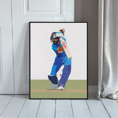 Premium Aluminium Glossy Frame | Cricket Wall Art | Metal Poster for Home Decor | Lightweight & Waterproof Panel | Perfect Gift for Cricket Lovers | Bedroom, Living Room, Office Decoration