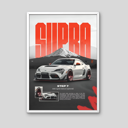 Toyota Supra Framed Car Wall Art – Premium Automotive Decor for Car Enthusiasts