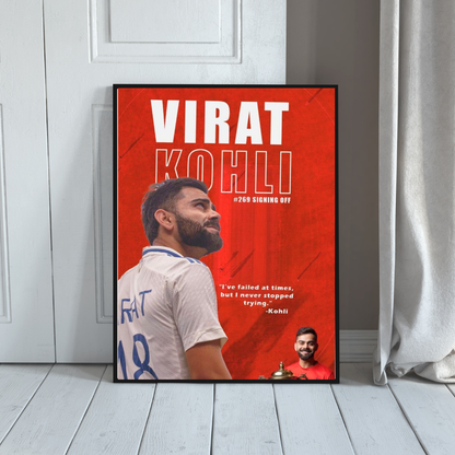 Virat Kohli Premium Aluminium Glossy Frame | Metal Poster Wall Art for Home & Room Decor | Cricket Legend HD Artwork | Ultra-Gloss Finish | Living Room, Bedroom, Office Decoration |