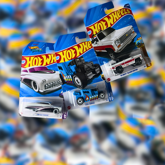 Hot Wheels Set of 3 Cars – Purple Passion, ’75 Chevy Blazer Custom & Pixel Shaker (1:64 Diecast Collectibles)