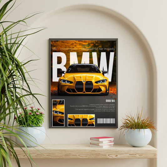 BMW M4 Framed Car Wall Art – Premium Automotive Decor for Car Enthusiasts
