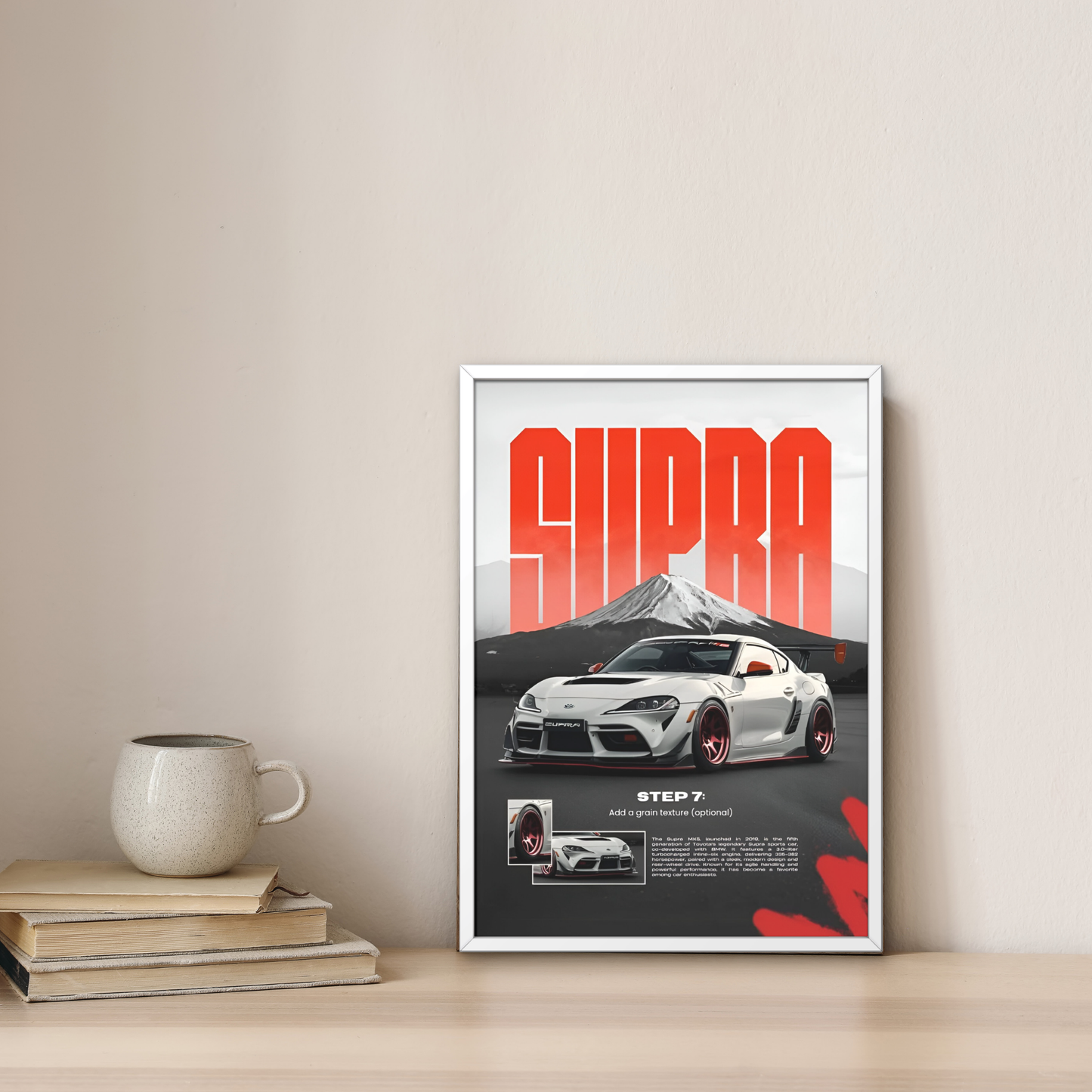 Toyota Supra Framed Car Wall Art – Premium Automotive Decor for Car Enthusiasts