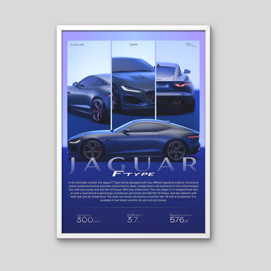 Jaguar F-Type Framed Car Wall Art – Premium Automotive Decor for Car Enthusiasts