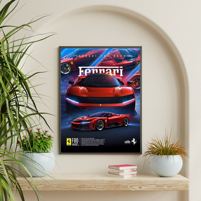 Ferrari F80 Car Wall Art – Premium Automotive Decor for Car Enthusiasts