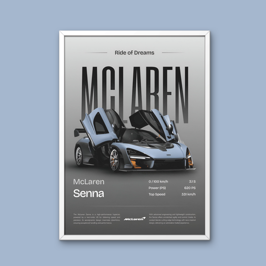 McLaren Senna Framed Car Wall Art – Premium Automotive Decor for Car Enthusiasts