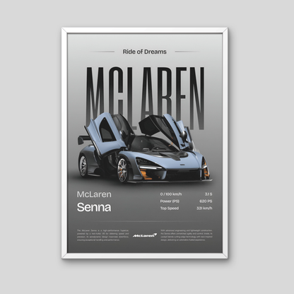 McLaren Senna Framed Car Wall Art – Premium Automotive Decor for Car Enthusiasts