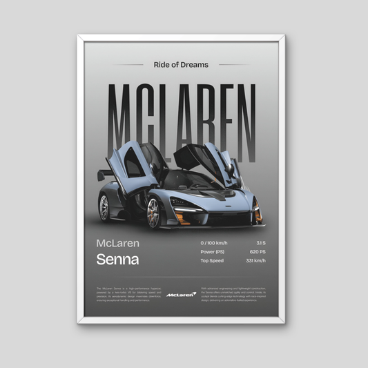McLaren Senna Framed Car Wall Art – Premium Automotive Decor for Car Enthusiasts