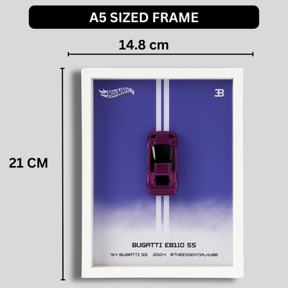 Hot Wheels Bugatti EB110 SS Car Frame 1:64  – 3D Wall Art