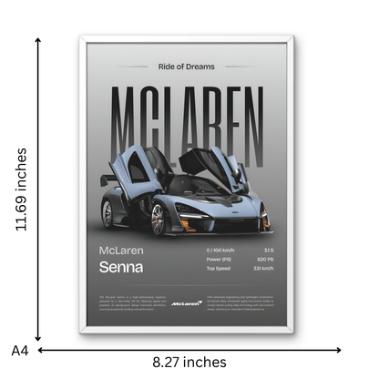 McLaren Senna Framed Car Wall Art – Premium Automotive Decor for Car Enthusiasts