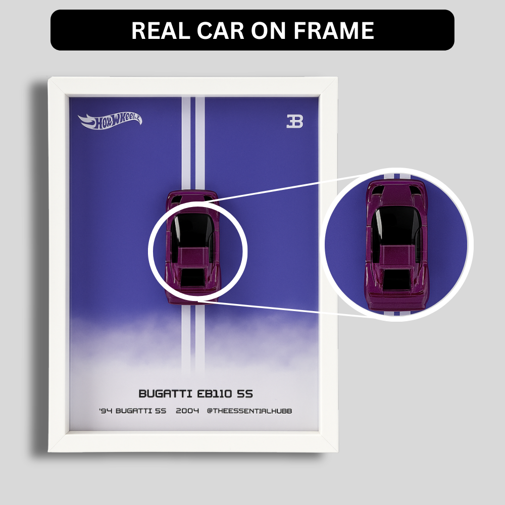 Hot Wheels Bugatti EB110 SS Car Frame 1:64  – 3D Wall Art