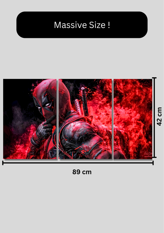 Deadpool Split Poster for Wall | 3 Large A3 Sized Marvel Deadpool Posters for Room Decor | Huge 89 x 42 cm Superhero Wall Art for Bedroom, Gaming Room & Office