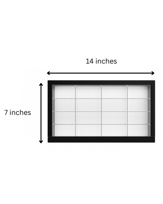 1:64 Scale Diecast Car Display Case with LED White Light – 16 Car Organizer, Black Frame