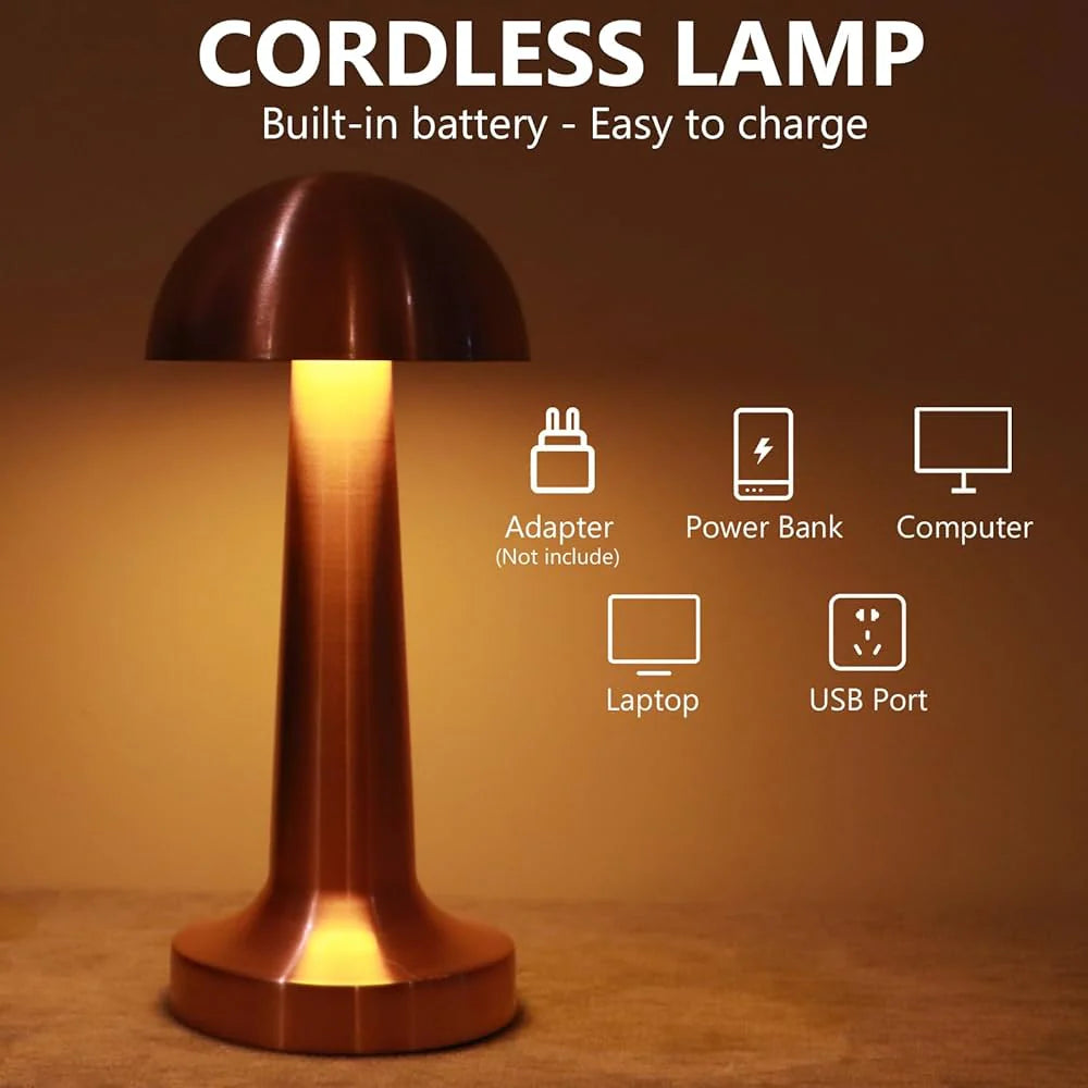 Portable Mushroom Style Metal LED Table Lamp