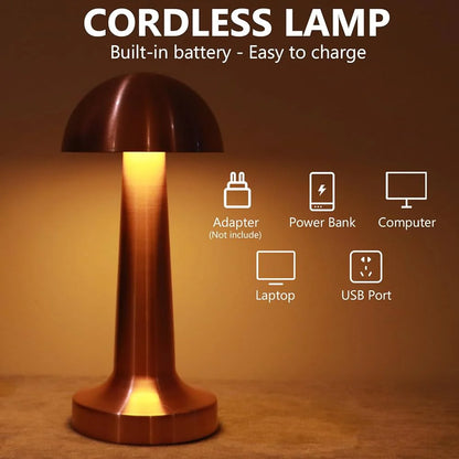 Portable Mushroom Style Metal LED Table Lamp