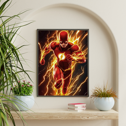 Premium The Flash Wall Art – Aesthetic 2D Frame for Home & Office Decor | DC Superhero Collectible