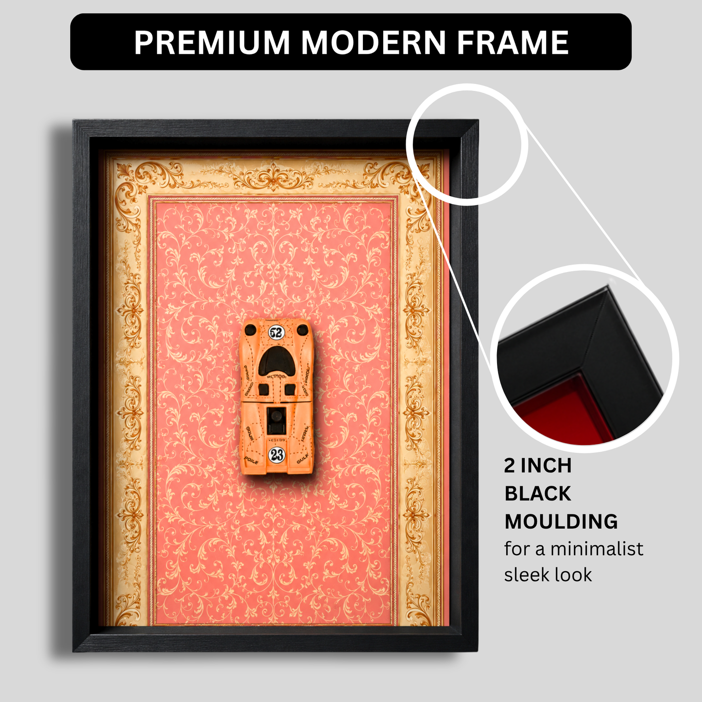 Premium Majorette Porsche 917 Racing Car Shadow Box Frame with LED Light Wall Art | Luxury Retro Sports Car Decor with HD Artistic Background | Premium Automotive Display Frame for Home, Office, Garage & Gaming Room