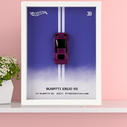 Hot Wheels Bugatti EB110 SS Car Frame 1:64  – 3D Wall Art