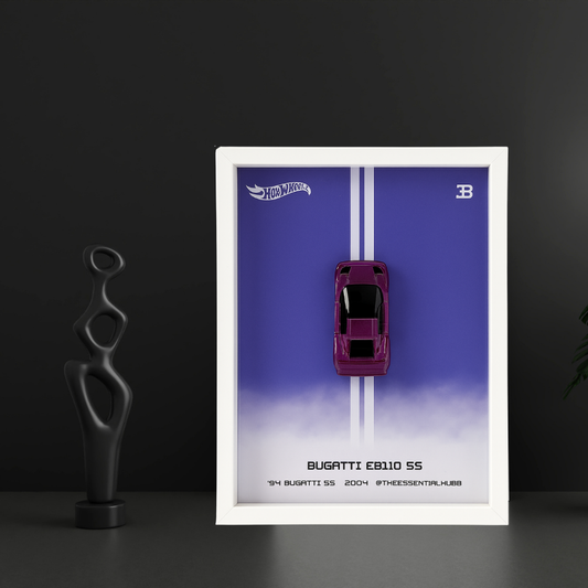 Hot Wheels Bugatti EB110 SS Car Frame 1:64  – 3D Wall Art