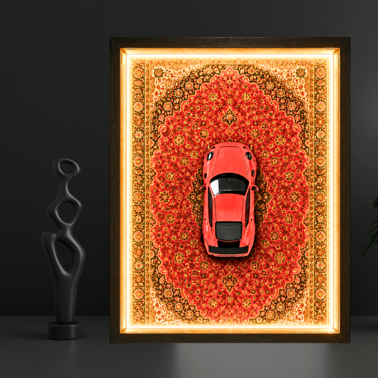 Premium Majorette Porsche 911 gt3 RS Car Shadow Box Frame with LED Light | Luxury Red Supercar Wall Art Frame for Home Décor | Premium Black Shadowbox Frame | Car Lover Gift | Office & Gaming Room Decoration