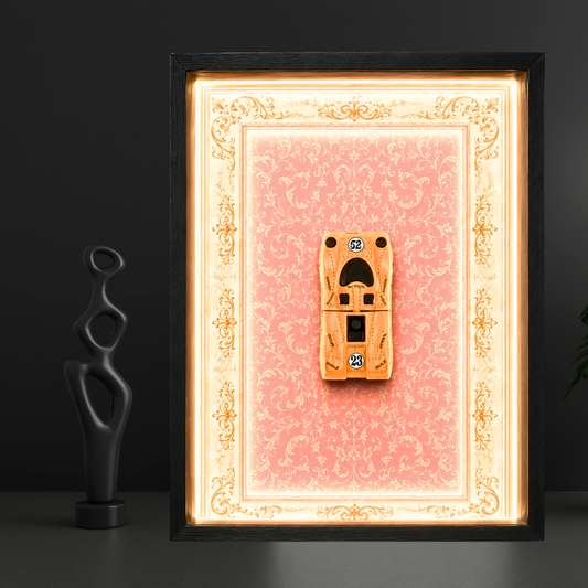 Premium Majorette Porsche 917 Racing Car Shadow Box Frame with LED Light Wall Art | Luxury Retro Sports Car Decor with HD Artistic Background | Premium Automotive Display Frame for Home, Office, Garage & Gaming Room