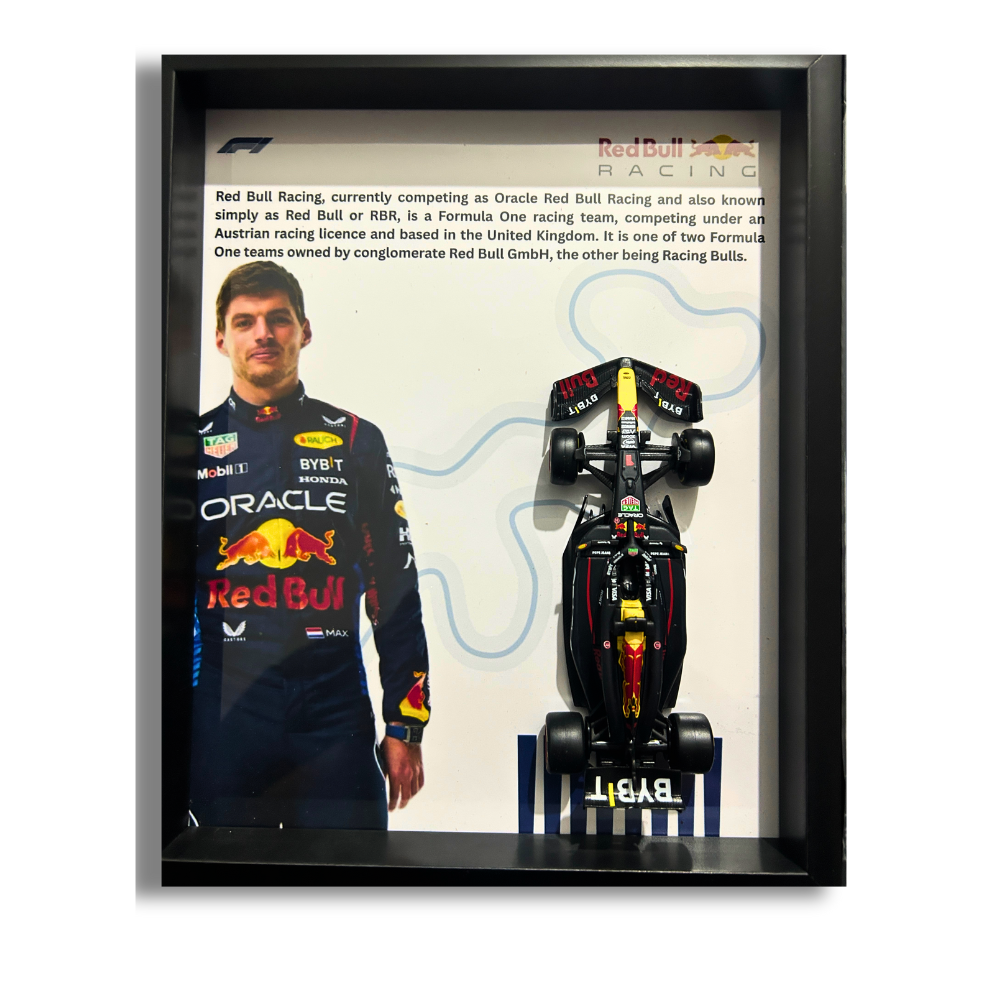 Max Verstappen with Bburagos F1 Red Bull Racing Oracle Diecast Car Frame 1:43  – 3D Wall Art
