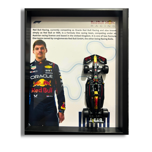 Max Verstappen with Bburagos F1 Red Bull Racing Oracle Diecast Car Frame 1:43  – 3D Wall Art