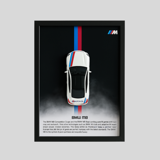 BMW M8 Coupe Diecast Car Frame 1:32  – 3D Wall Art