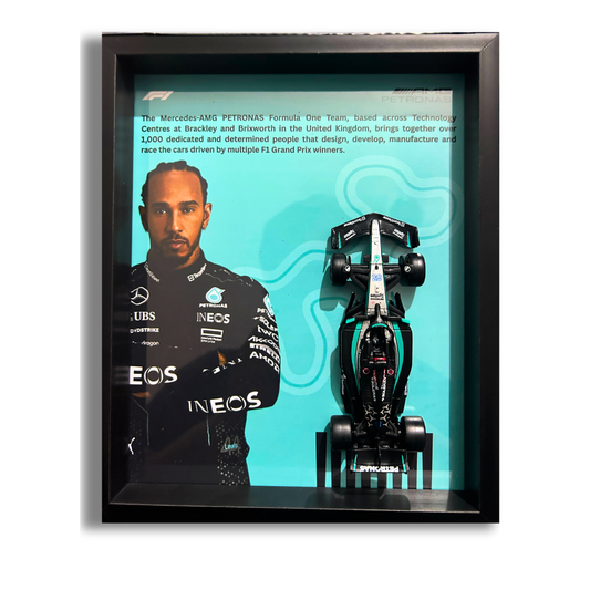Lewis Hamilton with Bburagos F1 AMG Petronas Diecast Car Frame 1:43  – 3D Wall Art