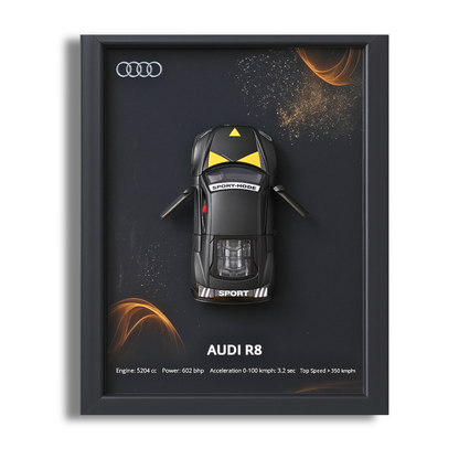 Audi R8 3D Supercar Wall Art – Diecast Car 1:43 Model