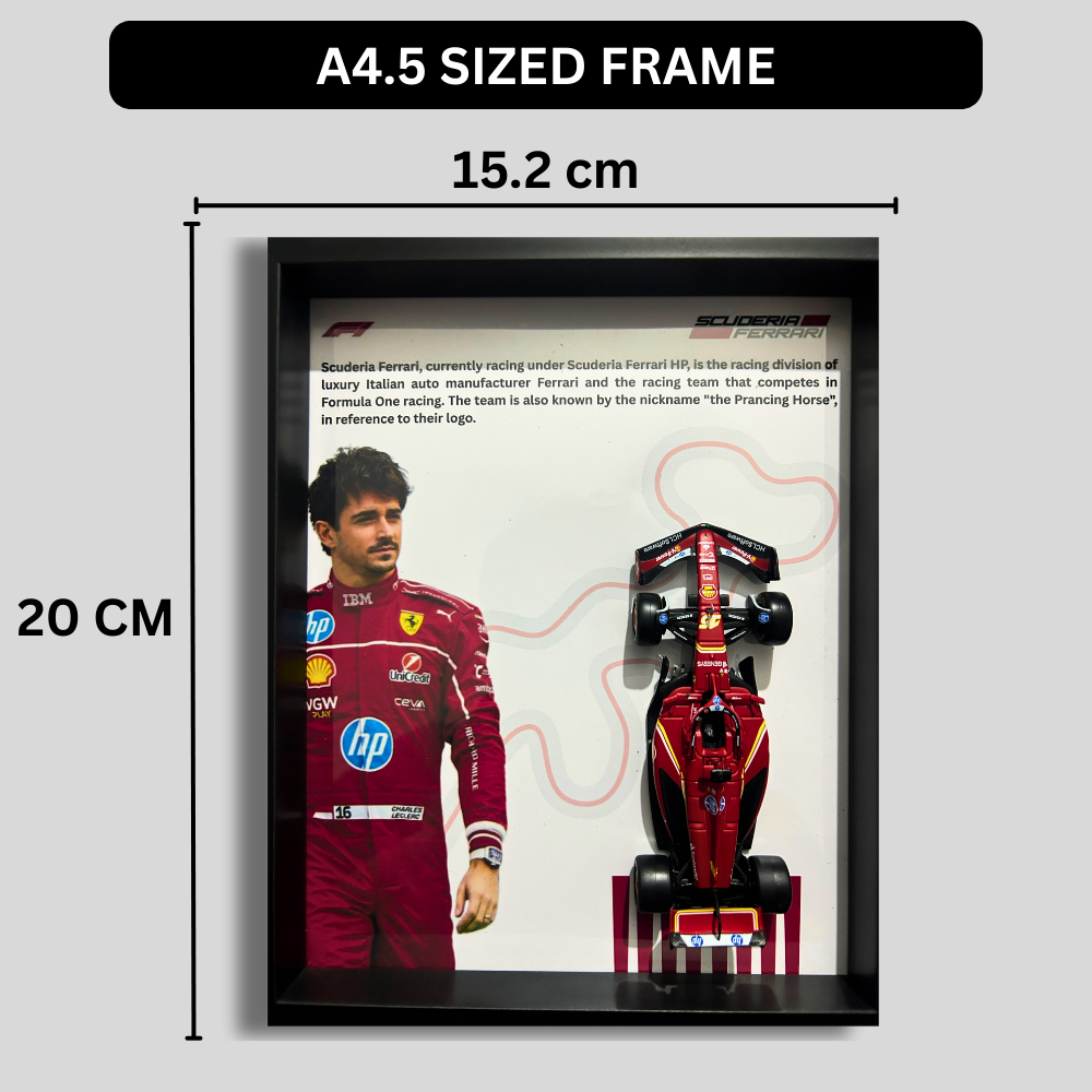 Charles Lelerc with Bburagos F1 Scuderia Ferrari Diecast Car Frame 1:43  – 3D Wall Art