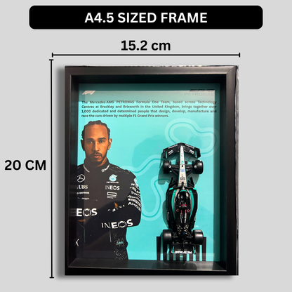 Lewis Hamilton with Bburagos F1 AMG Petronas Diecast Car Frame 1:43  – 3D Wall Art