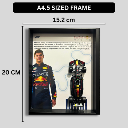 Max Verstappen with Bburagos F1 Red Bull Racing Oracle Diecast Car Frame 1:43  – 3D Wall Art