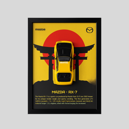 Mazda Rx-7 Diecast Car Frame 1:32  – 3D Wall Art