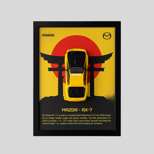 Mazda Rx-7 Diecast Car Frame 1:32  – 3D Wall Art