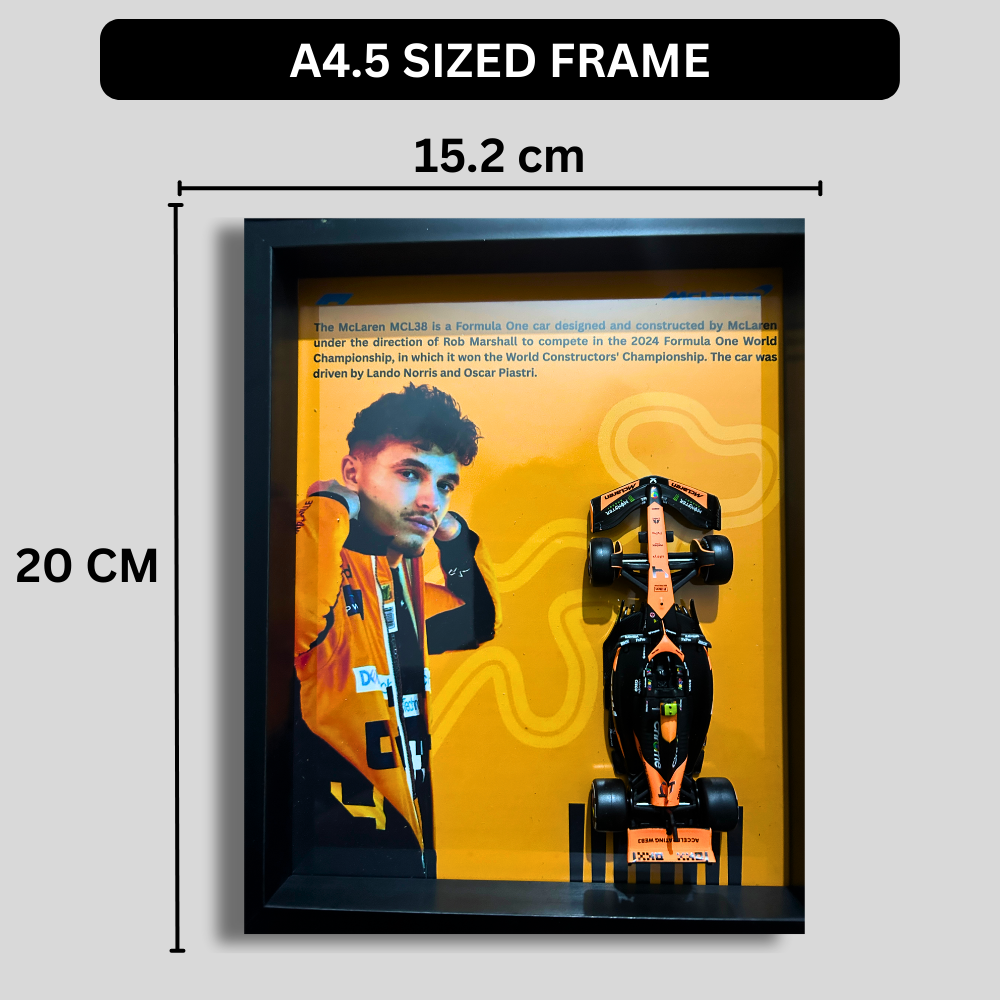 Lando Norris with Bburagos Mclaren F1 MCL38 Diecast Car Frame 1:43  – 3D Wall Art