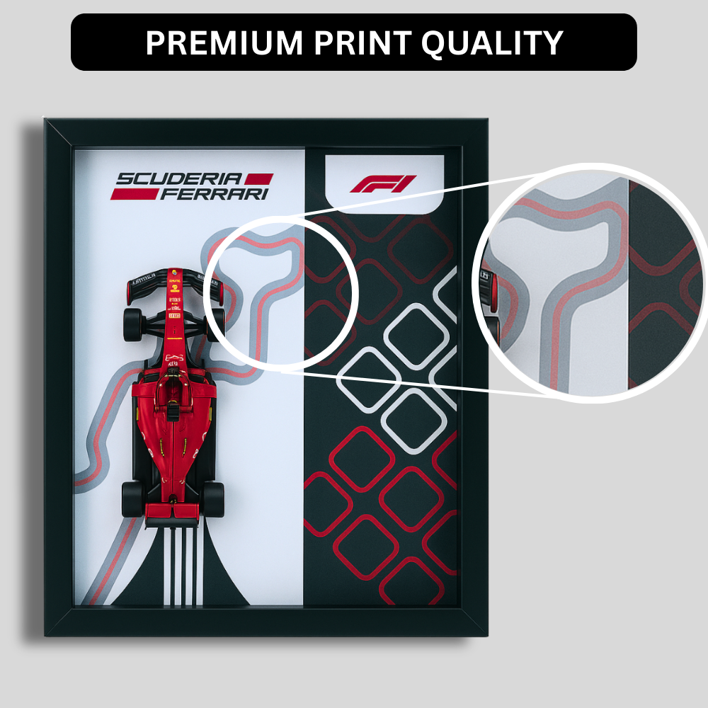 Bburagos Scuderia Ferrari F1 Diecast Car Frame 1:43  – 3D Wall Art