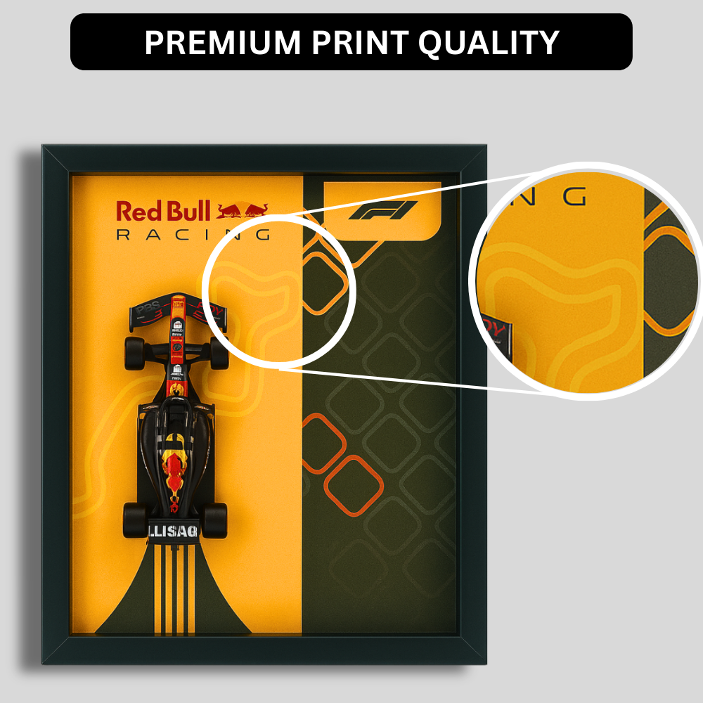 Bburagos Red Bull Racing Oracle F1 Diecast Car Frame 1:43  – 3D Wall Art