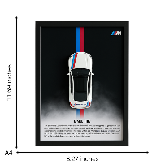 BMW M8 Coupe Diecast Car Frame 1:32  – 3D Wall Art